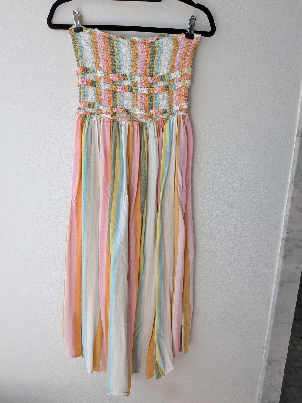 O'Neill Strapless Pastel Multi-Stripe Summer Dress M